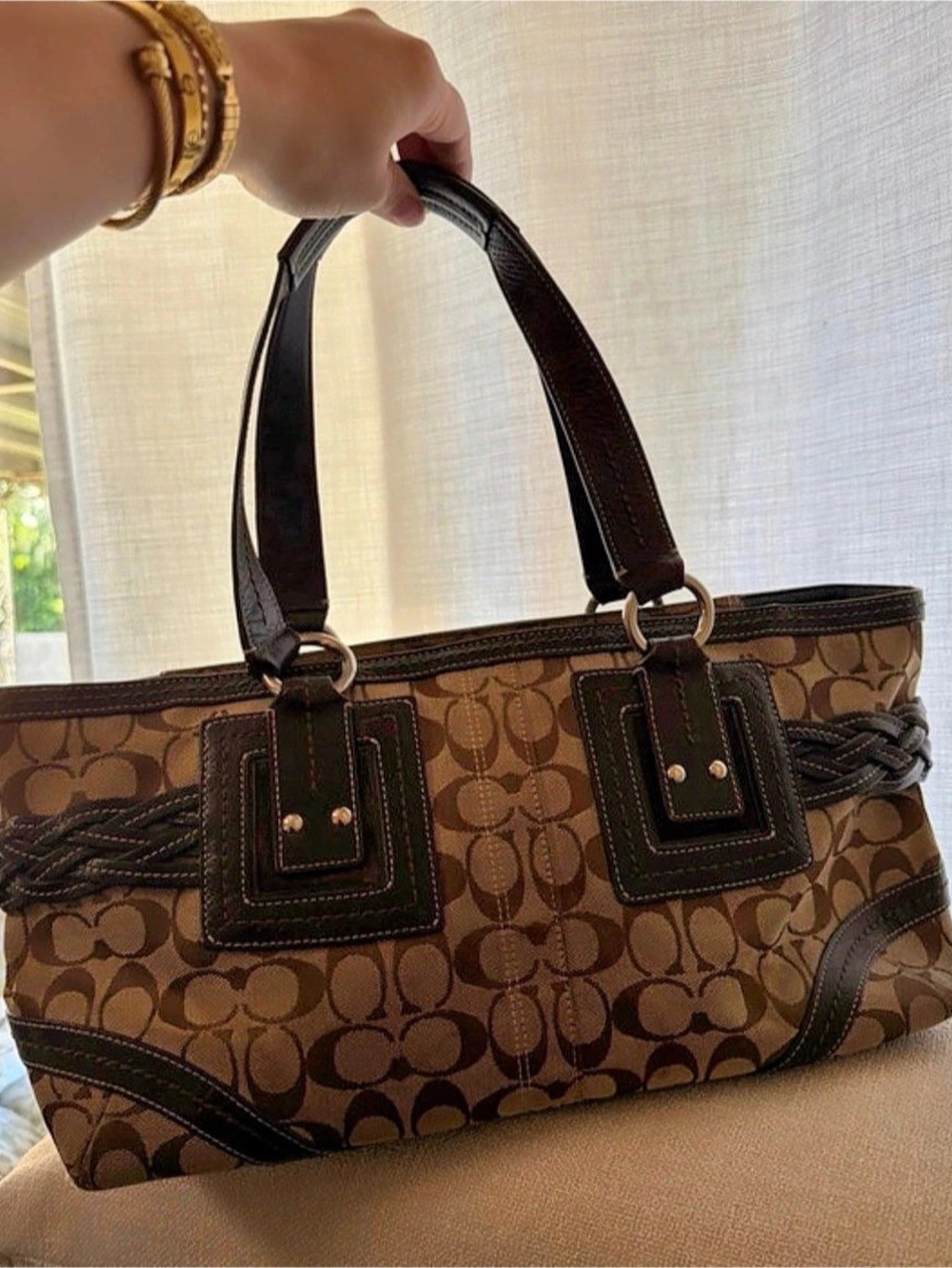 Coach Brown & Tan Monogram Tote